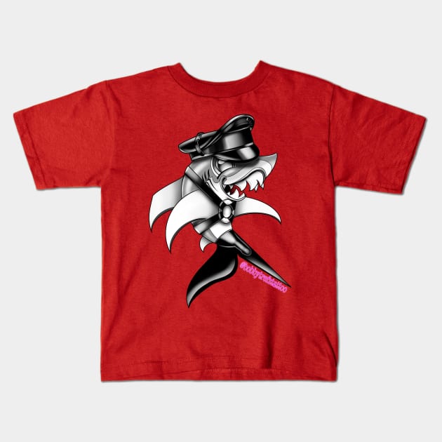 Leather Daddy Shark Kids T-Shirt by Bobby Trefz